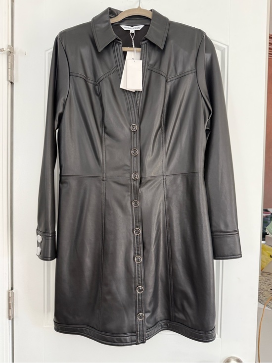 Veronica Beard Dresses & Skirts - Veronica Beard Black Leather Button-Front Dress 12 NWT
